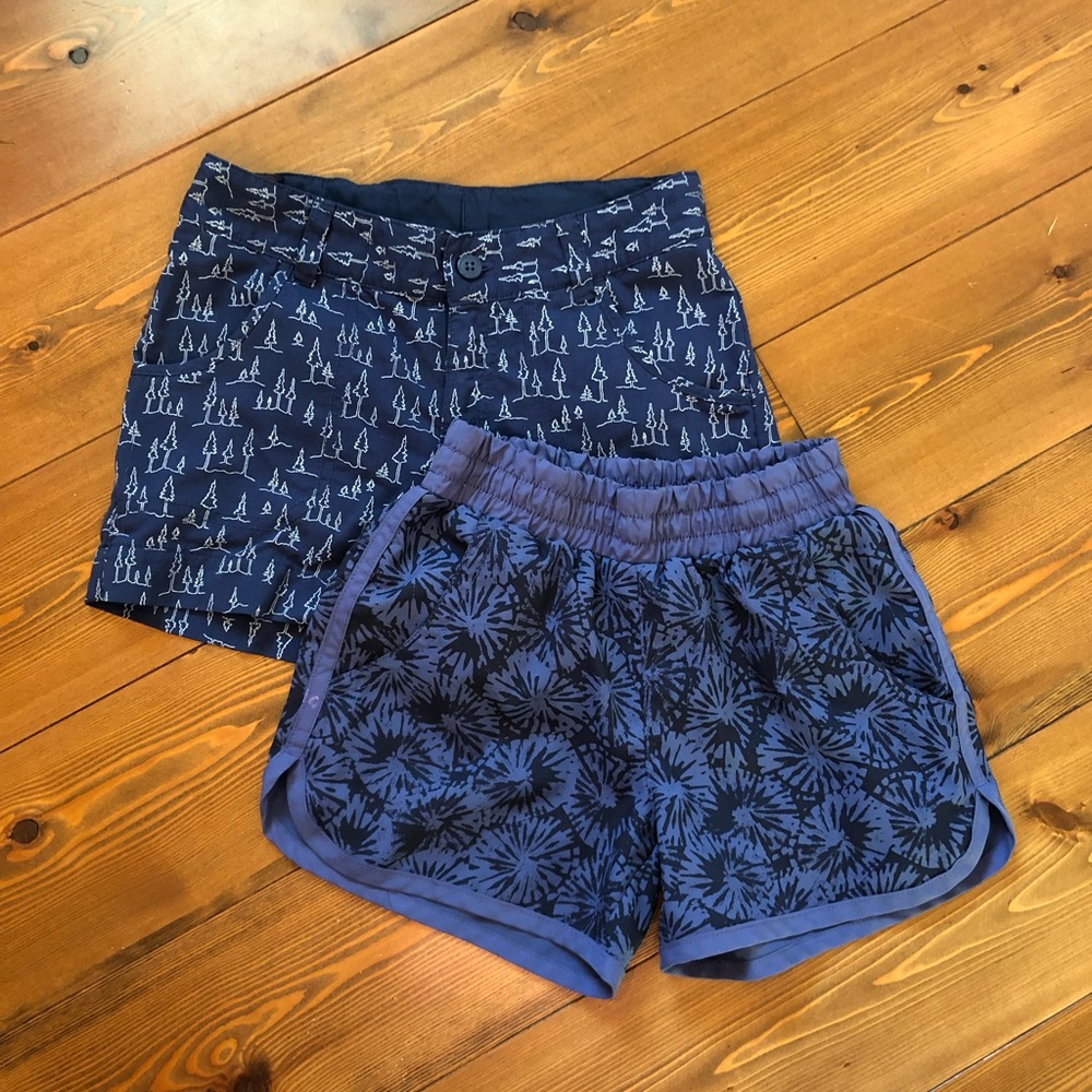 LOT Columbia Blue Shorts Trees Palms Girls S 7-8
